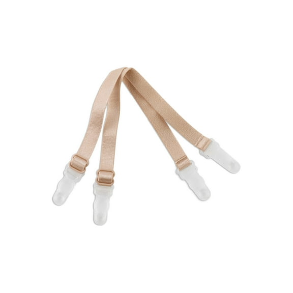 INSPIRE CHIC Women's Elastic Non-slip Bra Shoulder Strap Clips Holder Apricot