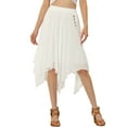 thumbnail image 1 of INSPIRE CHIC Women's Elastic Waist Chiffon Handkerchief Hem Flare Midi Skirt L White, 1 of 6