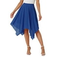 thumbnail image 1 of INSPIRE CHIC Women's Elastic Waist Chiffon Handkerchief Hem Flare Midi Skirt XL Royal Blue, 1 of 5