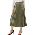 thumbnail image 1 of Allegra K Women's Elastic Waist Metallic Shiny Accordion Pleated Midi Skirt, 1 of 7