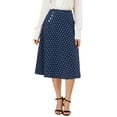 thumbnail image 1 of Allegra K Women's Elastic Waist Zipper Polka Dots Casual Midi Skirt, 1 of 6