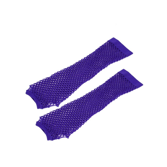 INSPIRE CHIC Women's Elbow Length Elastic Fishnet Fingerless Arm Gloves Purple One Size