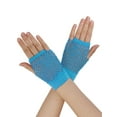 thumbnail image 1 of INSPIRE CHIC Women's Elbow Length Fingerless Fishnet Thumbhole Gloves 2 Pairs Sky blue, 1 of 5