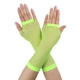 thumbnail image 1 of INSPIRE CHIC Women's Fingerless Mesh 1980s Fancy Dress Party Costume Accessories Fishnet Gloves Long-1Pair Yellow, 1 of 4
