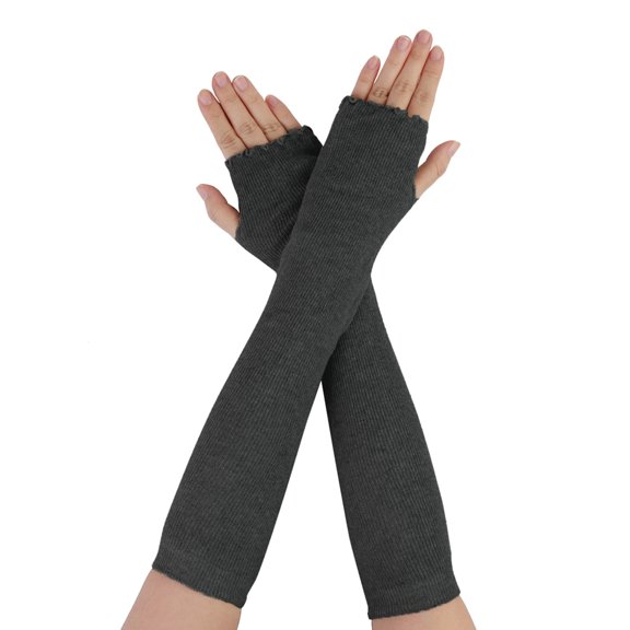 INSPIRE CHIC Women's Halloween Elbow Length Thumbhole Arm Warmer Fingerless Gloves Dark Gray
