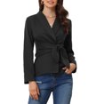 thumbnail image 1 of INSPIRE CHIC Women's Elegant Blazer Self Tie Knot Collared Dressy Long Sleeve Top Black M, 1 of 5
