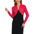 thumbnail image 1 of INSPIRE CHIC Women's Elegant Bolero Shrug Top Ruched Long Sleeve Open Front Cropped Cardigan M Red, 1 of 6