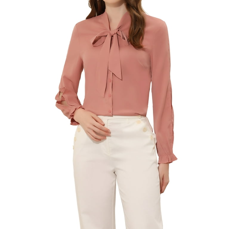 tie neck blouse long sleeves