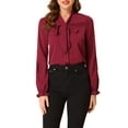 thumbnail image 1 of Allegra K Women's Elegant Bow Tie Neck Blouse Long Sleeve Work Chiffon Shirt, 1 of 6