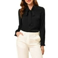 thumbnail image 1 of INSPIRE CHIC Women's Elegant Bow Tie Neck Blouse Long Sleeve Work Chiffon Shirt S Black, 1 of 7