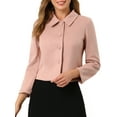 thumbnail image 1 of INSPIRE CHIC Women's Elegant Button-Down Point Collar Short Coats M Pink, 1 of 6