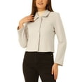thumbnail image 1 of INSPIRE CHIC Women's Elegant Button-Down Point Collar Short Coats L Beige, 1 of 5