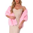 thumbnail image 1 of INSPIRE CHIC Women's Elegant Cape Shoulder Faux Fur Wedding Party Shawl M Pink, 1 of 5