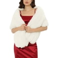 thumbnail image 1 of INSPIRE CHIC Women's Elegant Cape Shoulder Faux Fur Wedding Party Shawl M White, 1 of 6