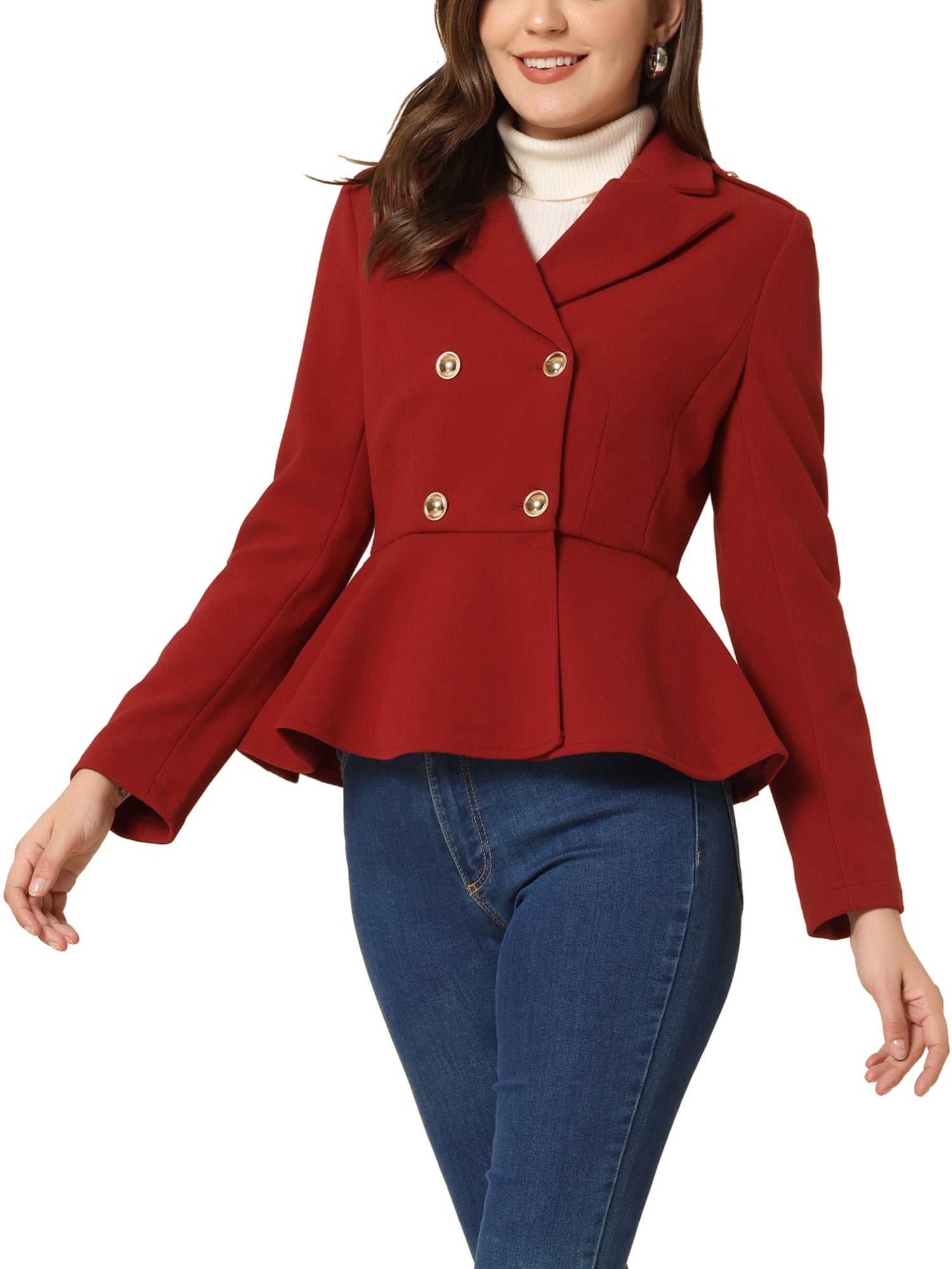 White Notched Lapel Two Buttons Women Party Blazer with Flower main image 0