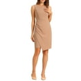 thumbnail image 1 of INSPIRE CHIC Women's Elegant Dress Boat Neck Sleeveless Ruched Office Sheath Dresses XS Khaki, 1 of 6