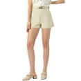 thumbnail image 1 of INSPIRE CHIC Women's Elegant High Waist Zipper with Pockets Straight Leg Summer Shorts Beige XS, 1 of 5