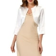 thumbnail image 1 of INSPIRE CHIC Women's Elegant Open Front 3/4 Sleeve Evening Shrug Satin Bolero Cardigan, 1 of 5