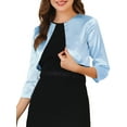 thumbnail image 1 of Allegra K Women's Elegant Open Front 3/4 Sleeve Evening Shrug Satin Bolero Cardigan, 1 of 6