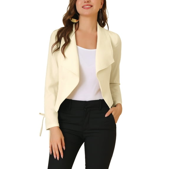Allegra K Women's Elegant Open Front Cardigan Jacket Work Office Cropped Blazer