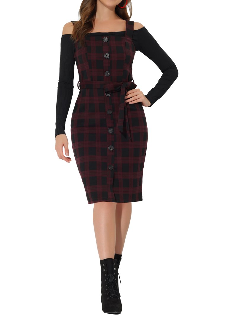 burgundy plaid dress Here For The Hayrides Plaid Dress- Burgundy main image 1