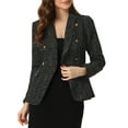 thumbnail image 1 of INSPIRE CHIC Women's Elegant Plaid Lapel Collar Tweed Blazer Jacket, 1 of 5