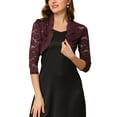 thumbnail image 1 of INSPIRE CHIC Women's Elegant Ruffle Collar Front 3/4 Sleeve Lace Shrug Top XS Red, 1 of 7