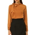 thumbnail image 1 of INSPIRE CHIC Women's Elegant Satin Shirt Bow Tie Office Work Blouses Tops, 1 of 6