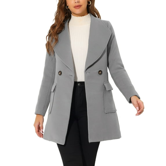 INSPIRE CHIC Women's Elegant Shawl Collar Lapel Belted Long Trenchcoat