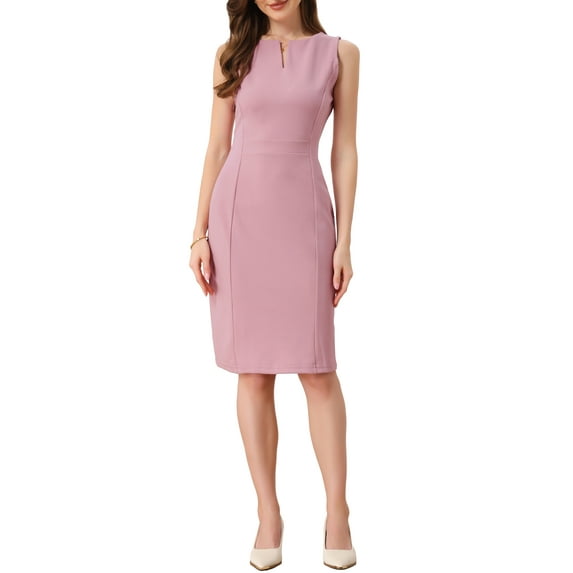 INSPIRE CHIC Women's Wear-to-Work Dress Elegant Sleeveless Bodycon Pencil Sheath Dresses XS Dusty Pink