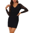 thumbnail image 1 of Allegra K Women's Elegant Sheer Long Sleeve Lace Bodycon Mini Dress, 1 of 5