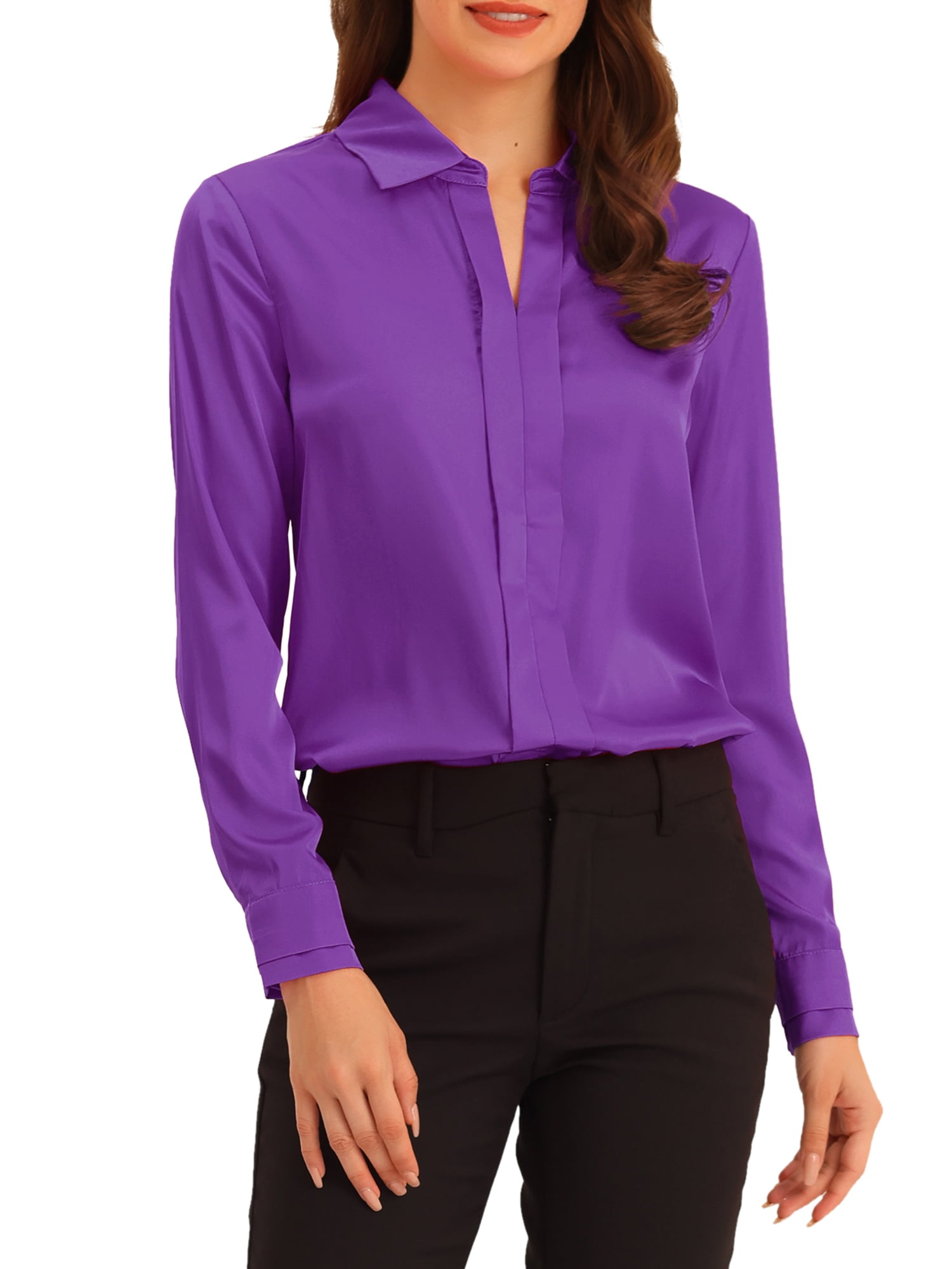 Purple Cotton Lace V Neck Blouse With Half Sleeves For Women Elegant Everyday Wear main image 1
