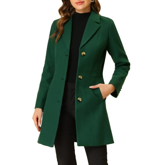 INSPIRE CHIC Women's Coats Single Breasted Long Outerwear Winter Trench Coat 2XL Green