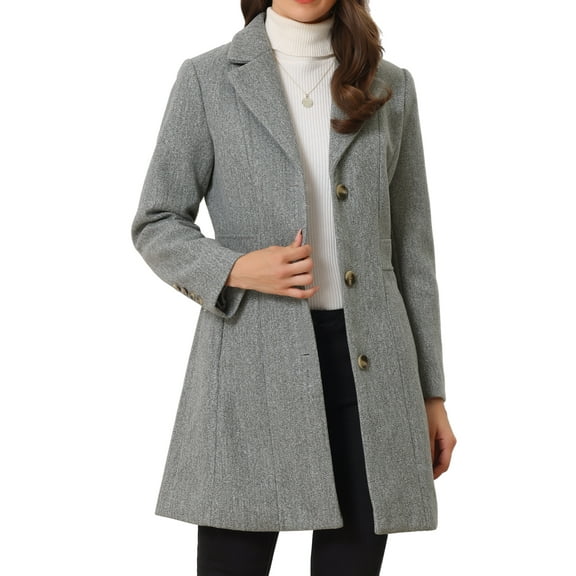 INSPIRE CHIC Women's Coats Single Breasted Long Outerwear Winter Trench Coat M Light Grey