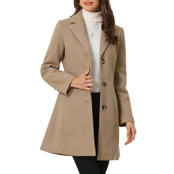 INSPIRE CHIC Women's Coats Single Breasted Long Outerwear Winter Trench Coat S Dark Beige