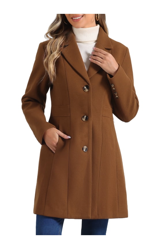Women's Coats Single Breasted Long Outerwear Winter Trench Coat XL Dark Brown