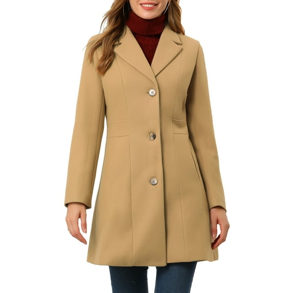 INSPIRE CHIC Women's Coats Single Breasted Long Outerwear Winter Trench Coat XL Khaki