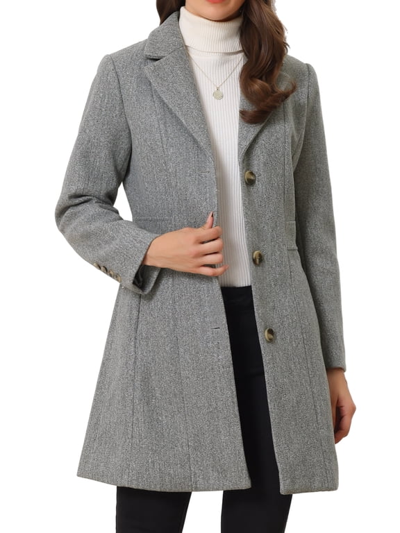 Women's Coats Single Breasted Long Outerwear Winter Trench Coat XS Light Grey