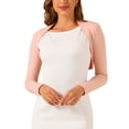 thumbnail image 1 of INSPIRE CHIC Women's Bolero Shrugs Long Sleeves Spring Summer Cotton Knit Open Front Crop Shrugs L Pink, 1 of 7