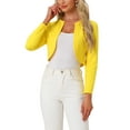 thumbnail image 1 of INSPIRE CHIC Women's Cropped Bolero Shrug Long Sleeve Crew Neck Lightweight Knit Cardigan M Yellow, 1 of 6