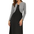thumbnail image 1 of INSPIRE CHIC Women's Cropped Bolero Shrug Long Sleeve Crew Neck Lightweight Knit Cardigan XL Grey, 1 of 7
