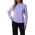 thumbnail image 1 of INSPIRE CHIC Women's Elegant Stand Collar Work Office Long Sleeve Blouse Shirts, 1 of 5