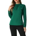 thumbnail image 1 of INSPIRE CHIC Women's Elegant Stand Collar Work Office Long Sleeve Blouse Shirts, 1 of 5
