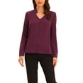 thumbnail image 1 of INSPIRE CHIC Women's Elegant V Neck Long Sleeves Button Down Shirt XL Purplish Red, 1 of 6