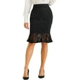 thumbnail image 1 of INSPIRE CHIC Women's Elegant Vintage Mermaid Fishtail Lace Skirts Stretch Office Bodycon Pencil Skirt XS Black, 1 of 5