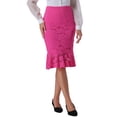 thumbnail image 1 of INSPIRE CHIC Women's Elegant Vintage Mermaid Fishtail Lace Skirts Stretch Office Bodycon Pencil Skirt L Hot Pink, 1 of 6