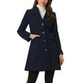 thumbnail image 1 of INSPIRE CHIC Women's Elegant Winter V Neck Long Sleeve Single Breasted Long Overcoat S Dark Blue, 1 of 6