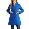 thumbnail image 1 of INSPIRE CHIC Women's Elegant Winter V Neck Long Sleeve Single Breasted Long Overcoat S Sea Blue, 1 of 6