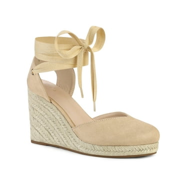Allegra K Women's Espadrille Lace up Wedge Heel Sandals Beige (Size 8.5)