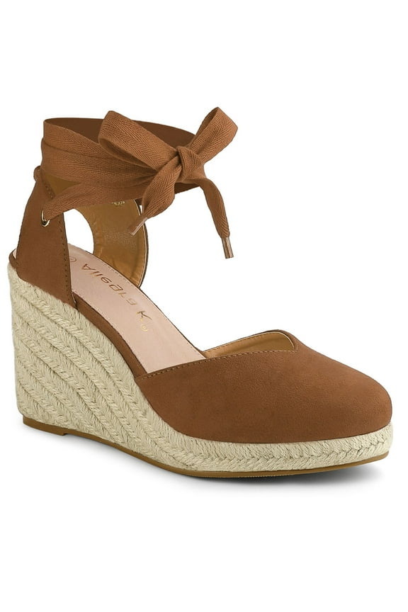 Women's Shoes Espadrille Wedge High Heel Round Toe Sandals Brown 7